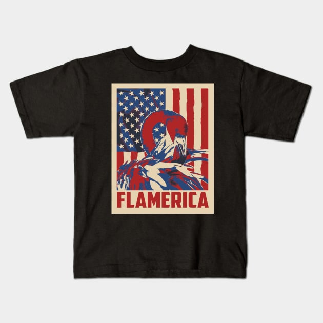 Flamingo Merica 4th Of July Kids T-Shirt by mia_me